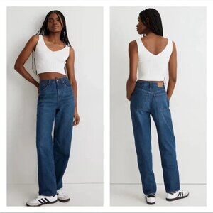 Madewell Dark Wash High Rise Baggy Straight Cotton Hemp Denim Jeans Classic